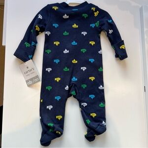Carter's Navy Footie/Sleeper with Colorful Pattern